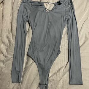 Wild Fable Gray Long Sleeve Bodysuit